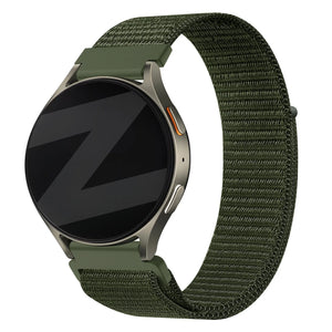 Nylon Strap 'Easy Fit', green, on a watch, 3/4 front view