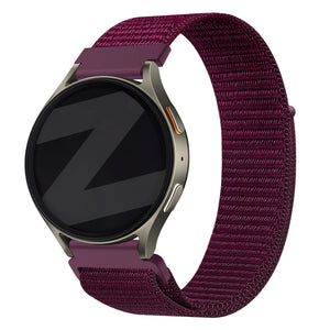 Nylon Strap 'Easy Fit', plum, on a watch, 3/4 front view