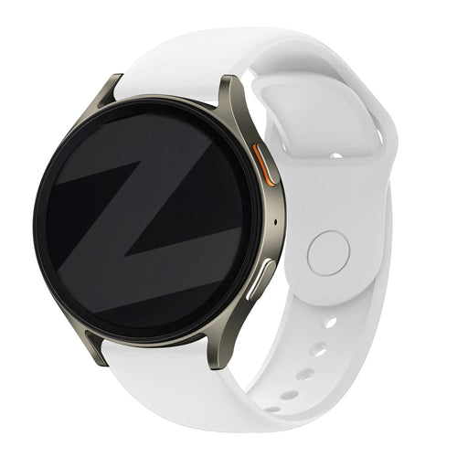 Silicone Sport Strap 'Easy Fit', white, on a watch, 3/4 front view