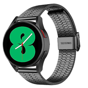 Fine Steel Strap, black, on a watch, 3/4 front view