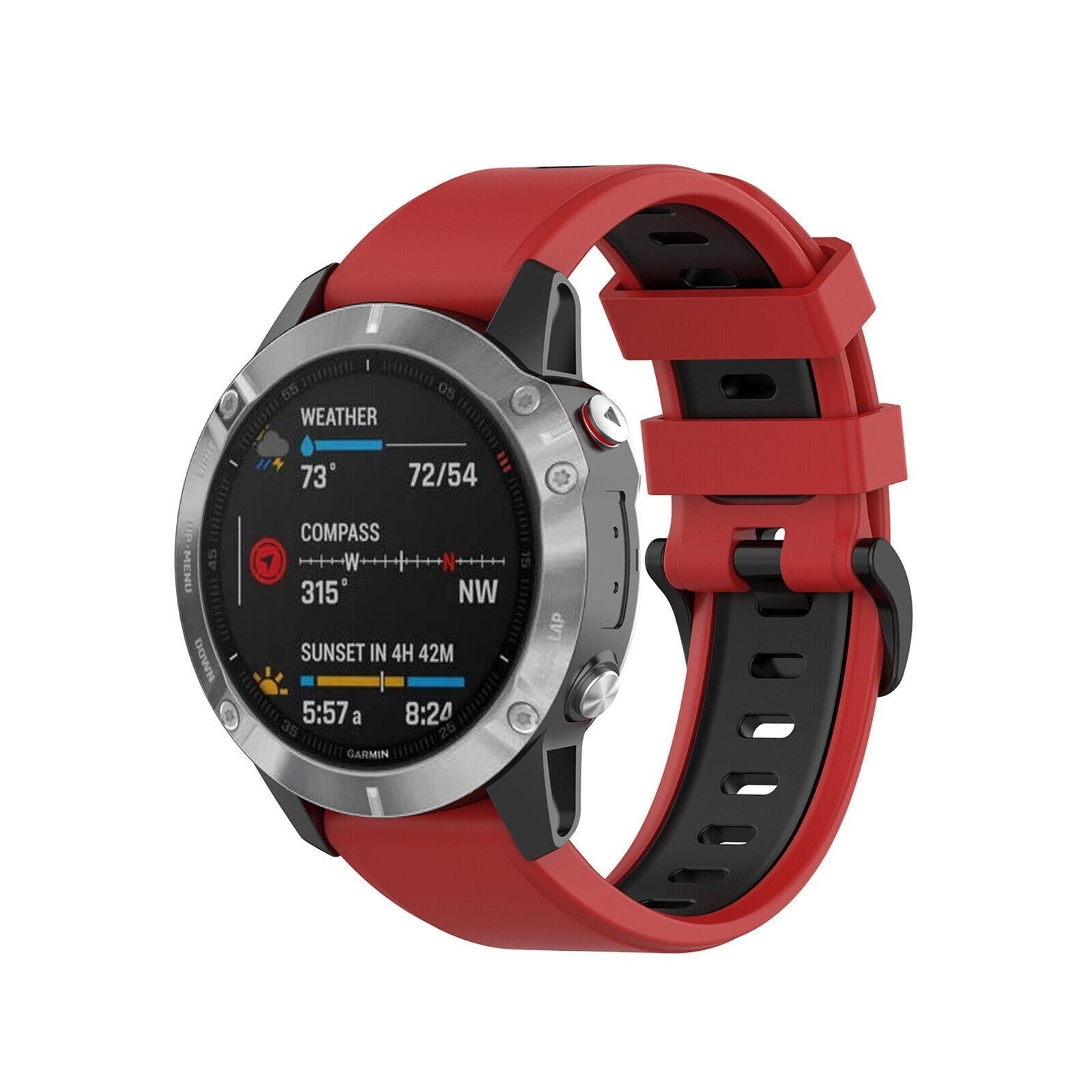 Garmin Fenix 8 Pro - 51mm sport gesp band (rood/zwart)