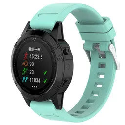 Glossy Silicone Strap, aqua, on a watch, 3/4 front view