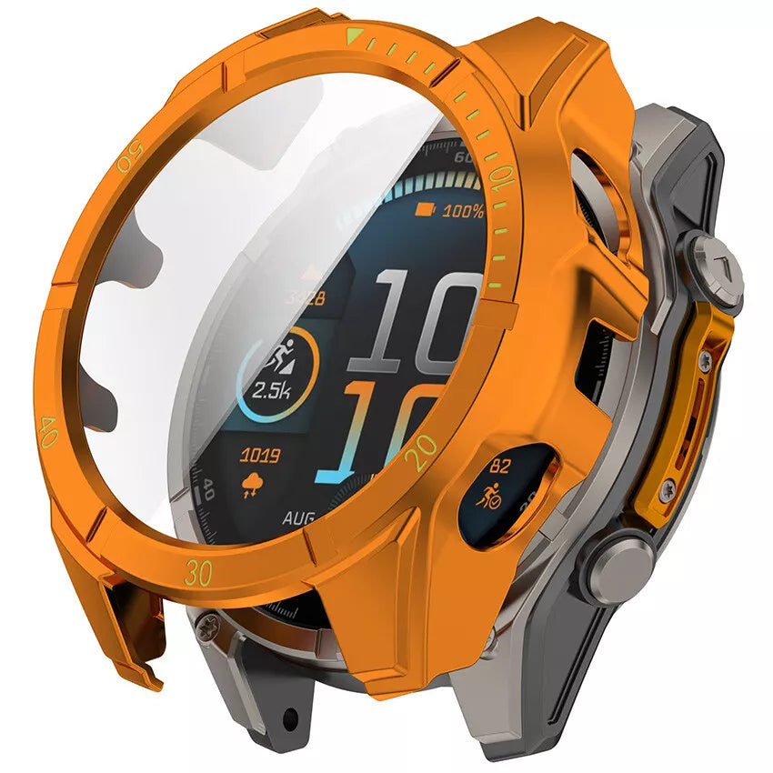 Garmin Fenix 8 - 51mm AMOLED hard case met glas (oranje/groen)