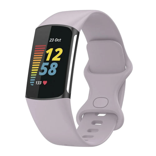 Silicone Strap, lavender, on a watch, 3/4 front view