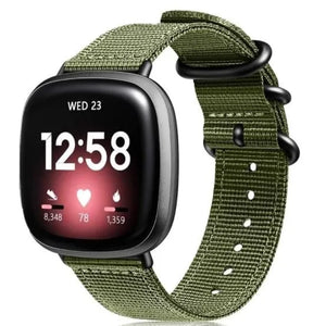 Nylon Buckle Strap, green, on a watch, 3/4 front view