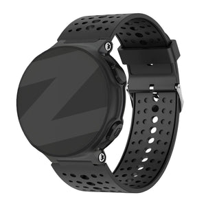Silicone Strap 'Classic', black, on a watch, 3/4 front view