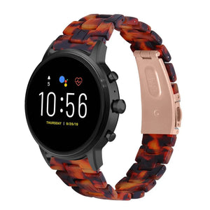 Metal Resin Strap, lava, on a watch, 3/4 front view