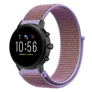 Nylon Strap, lilac, on a watch, 3/4 front view