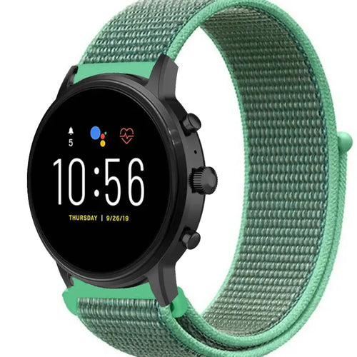 Nylon Strap, mint, on a watch, 3/4 front view