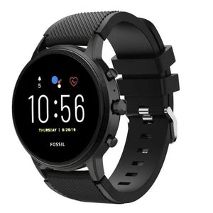 Twill Silicone Strap, black, on a watch, 3/4 front view