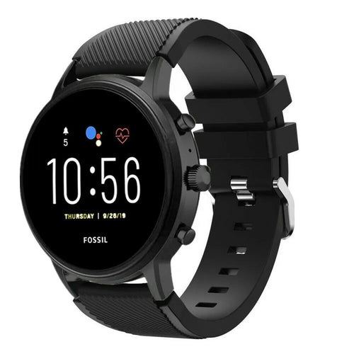 Twill Silicone Strap, black, on a watch, 3/4 front view