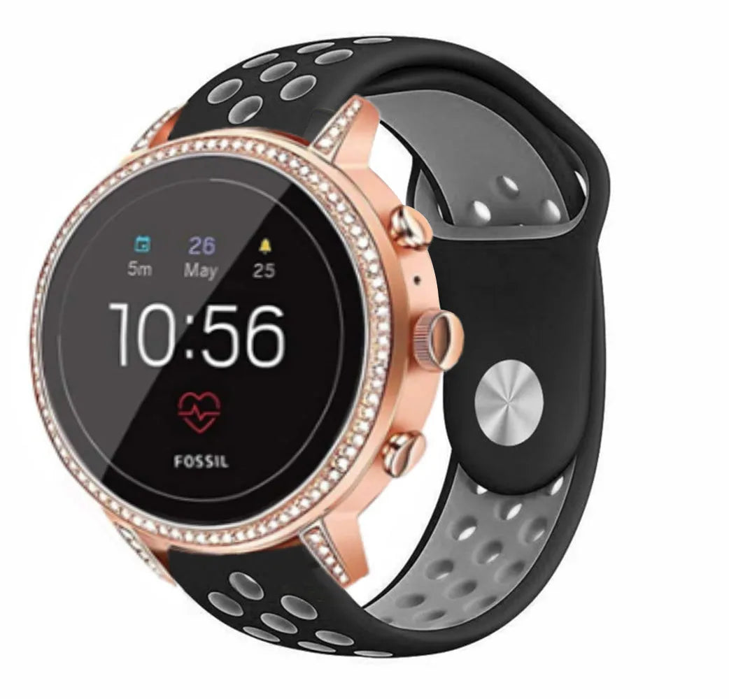 Fossil Gen 4 Venture (HR) sport band (zwart/grijs)