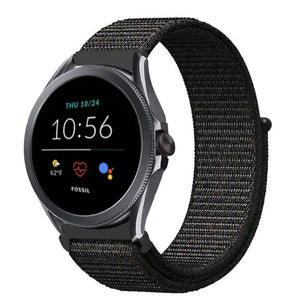Nylon Strap, black, on a watch, 3/4 front view