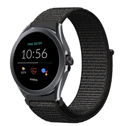 Nylon Strap, black, on a watch, 3/4 front view