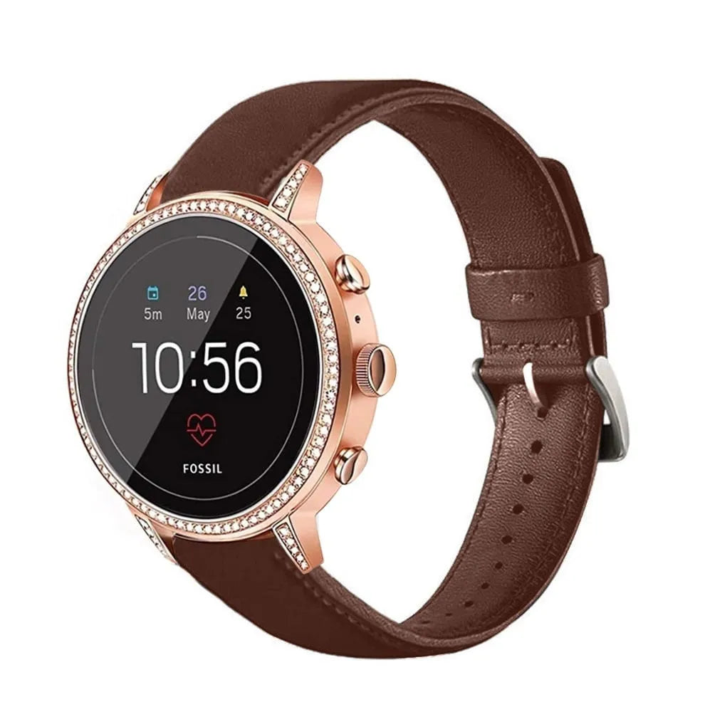 Leather Strap, on a watch, 3/4 front view