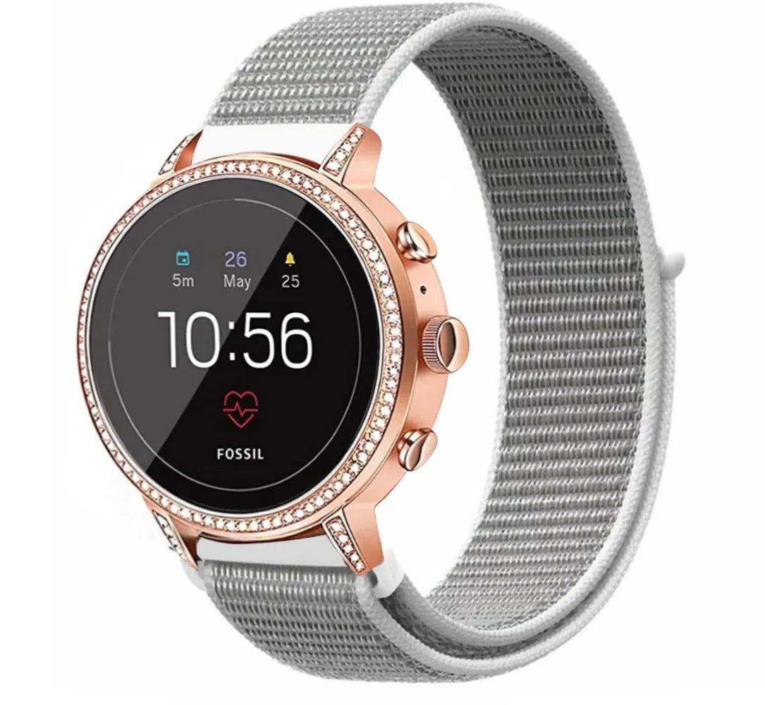 Fossil Gen 4 Venture (HR) Nylon Strap (White/Grey)