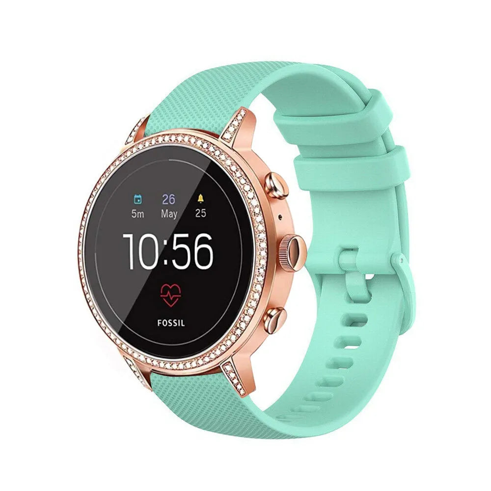 Fossil Gen 4 Venture (HR) Silicone Strap (Aqua)