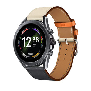 Leather Strap 'Duo', on a watch, 3/4 front view
