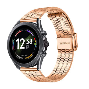 Fine Steel Strap, rose gold, on a watch, 3/4 front view