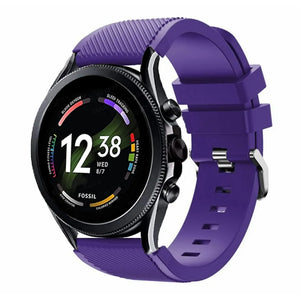 Twill Silicone Strap, purple, on a watch, 3/4 front view
