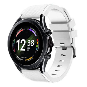 Twill Silicone Strap, white, on a watch, 3/4 front view