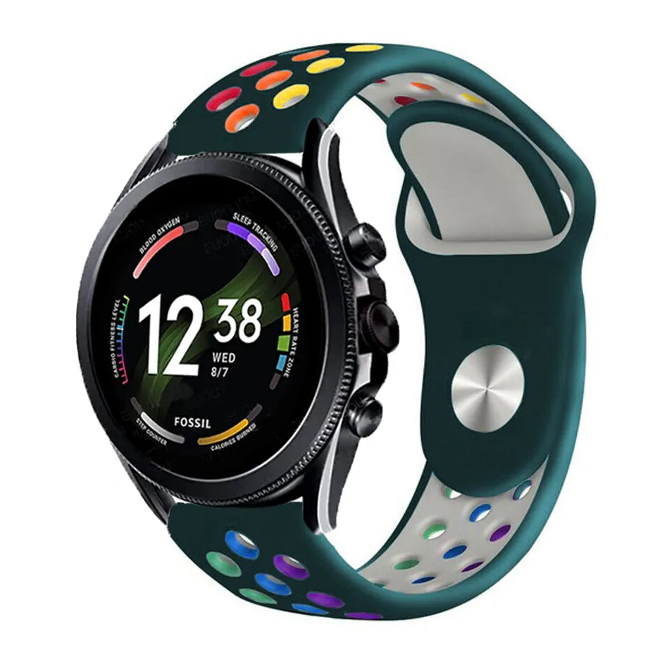Silicone Sport Strap, on a watch, 3/4 front view