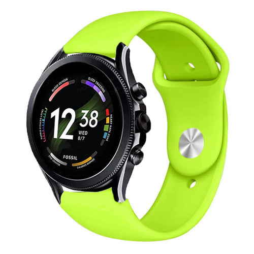 Silicone Sport Strap, light green, on a watch, 3/4 front view