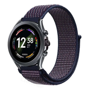 Nylon Strap, indigo, on a watch, 3/4 front view