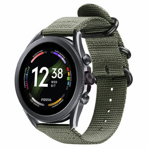 Nylon Buckle Strap, on a watch, 3/4 front view