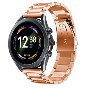 Steel Strap, rose gold, on a watch, 3/4 front view