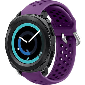 Breathable Silicone Strap, purple, on a watch, 3/4 front view