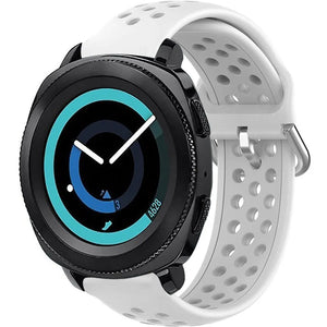 Breathable Silicone Strap, white, on a watch, 3/4 front view