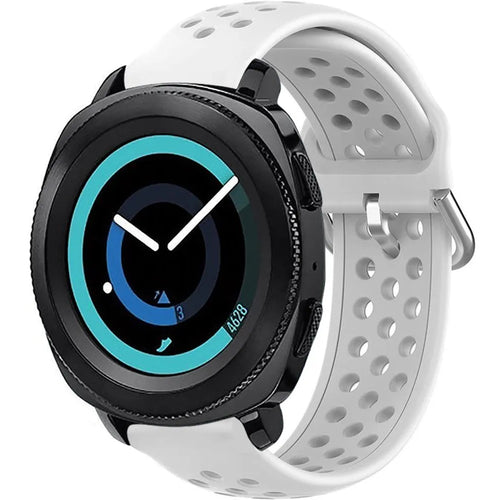 Breathable Silicone Strap, white, on a watch, 3/4 front view