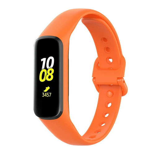 Silicone Strap, orange, on a watch, 3/4 front view