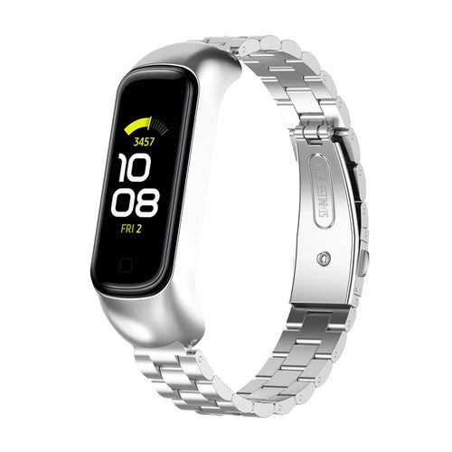 Steel Strap, silver, on a watch, 3/4 front view