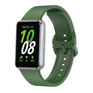 Silicone Strap, green, on a watch, 3/4 front view
