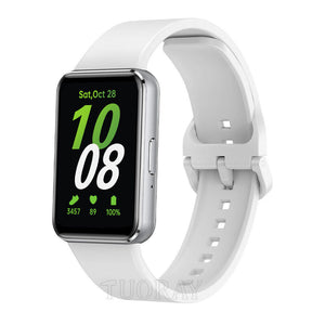 Silicone Strap, white, on a watch, 3/4 front view