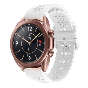 Patterned Silicone Strap, white, on a watch, 3/4 front view