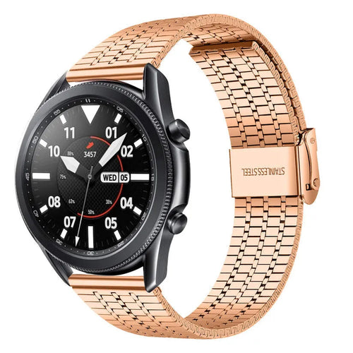 Fine Steel Strap, rose gold, on a watch, 3/4 front view