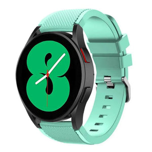 Twill Silicone Strap, aqua, on a watch, 3/4 front view