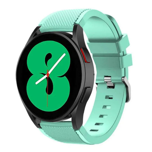 Twill Silicone Strap, aqua, on a watch, 3/4 front view