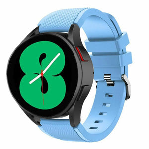 Twill Silicone Strap, sand blue, on a watch, 3/4 front view