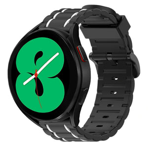 Silicone Strap 'Tough', black/white, on a watch, 3/4 front view
