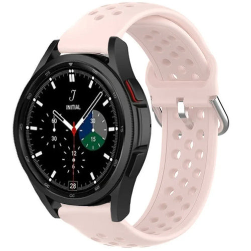 Breathable Silicone Strap, pink, on a watch, 3/4 front view