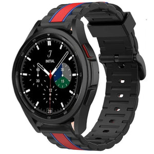 Silicone Special Edition Strap, black/red, on a watch, 3/4 front view