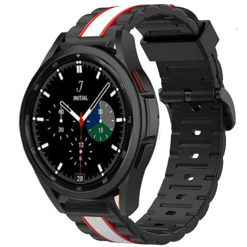 Silicone Special Edition Strap, black/white, on a watch, 3/4 front view
