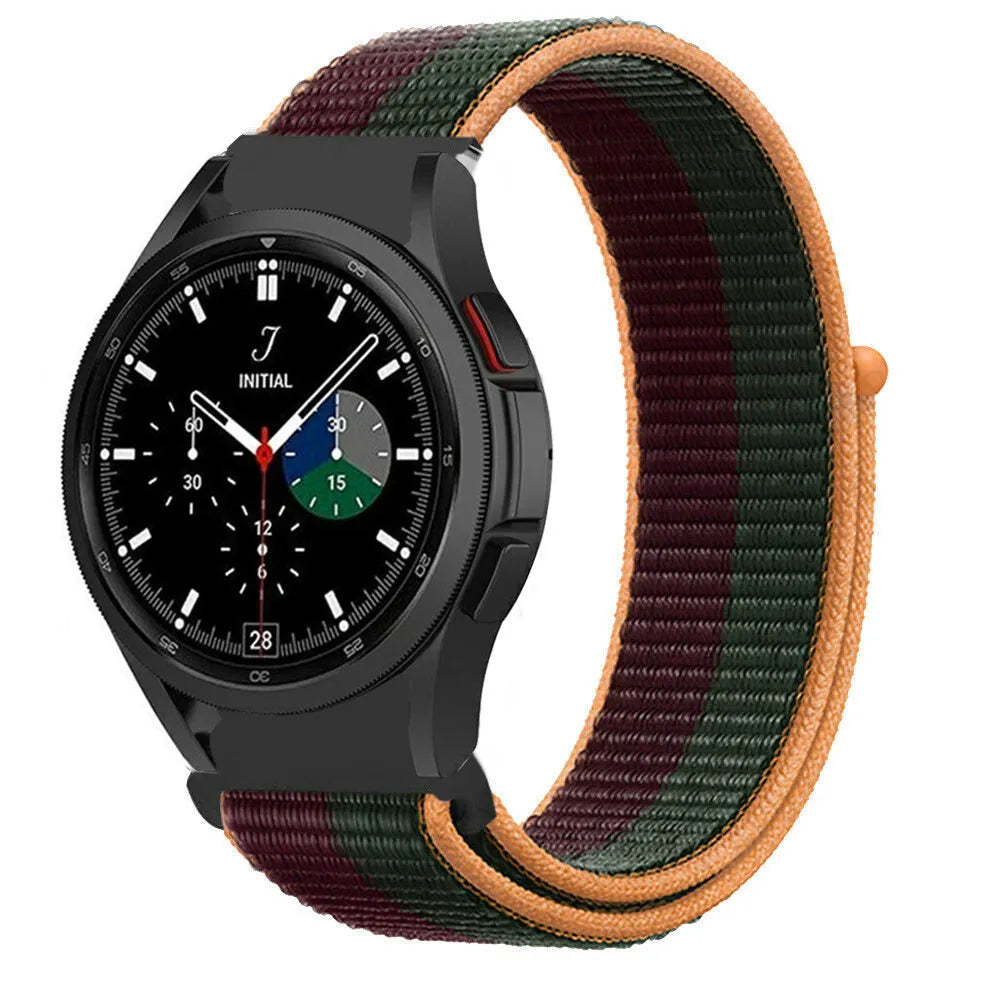 Nylon Strap, dark cherry, on a watch, 3/4 front view