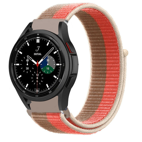 Nylon Strap, pink pomelo, on a watch, 3/4 front view