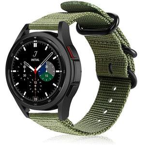 Nylon Buckle Strap, green, on a watch, 3/4 front view