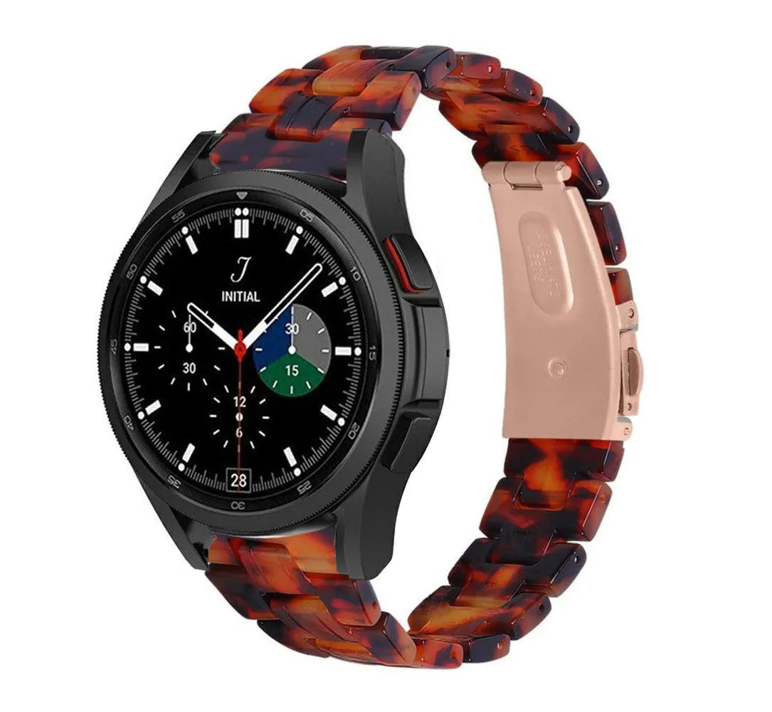 Metal Resin Strap, lava, on a watch, 3/4 front view
